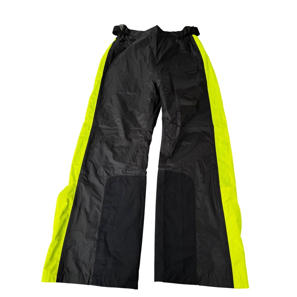 Olympia Moto Sports Rain Pants Mens P Black Neon Yellow Good EZ-Pack Hi-Vis